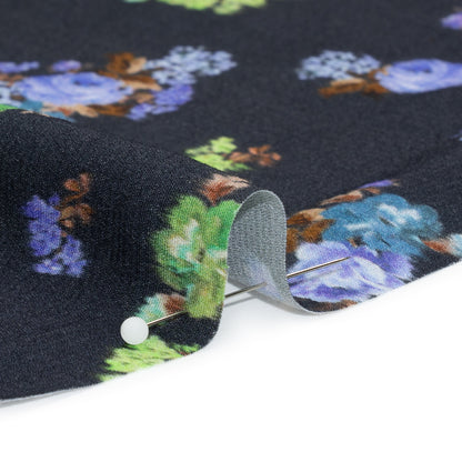 Viscose Crepe Print - Navy, Periwinkle and Lime Green Ikat Floral - Mood Exclusive Rosy Visions Folded
