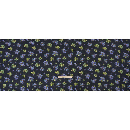 Viscose Crepe Print - Navy, Periwinkle and Lime Green Ikat Floral - Mood Exclusive Rosy Visions Drape