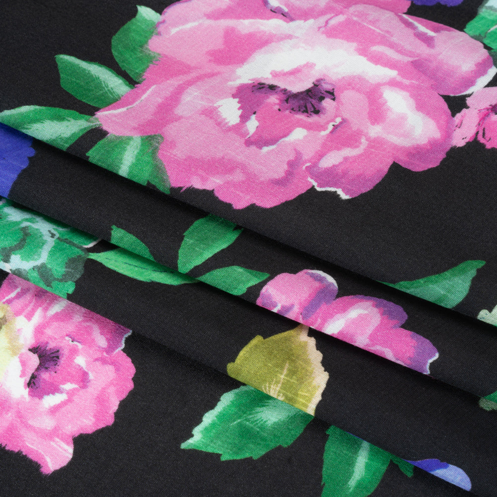 Viscose Crepe Print - Pink, Blue and Green Floral - Mood Exclusive Vicariously Vibrant Full