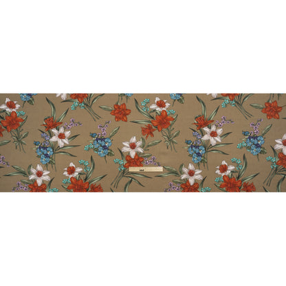 Viscose Crepe Print - Taupe, Red and Blue Floral - Mood Exclusive By the Plenty Full