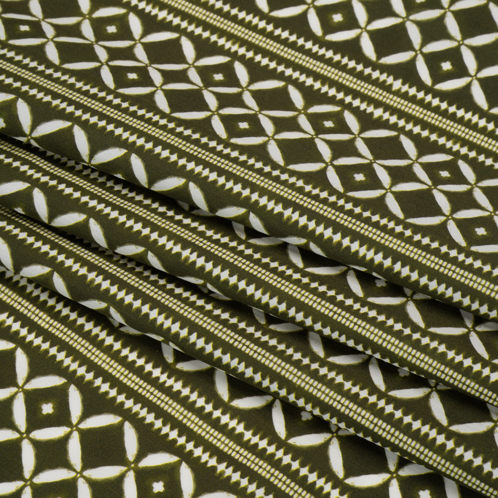 Cotton Poplin Print - Green Diamonds and Stripes - Mood Exclusive Back to Back Folded