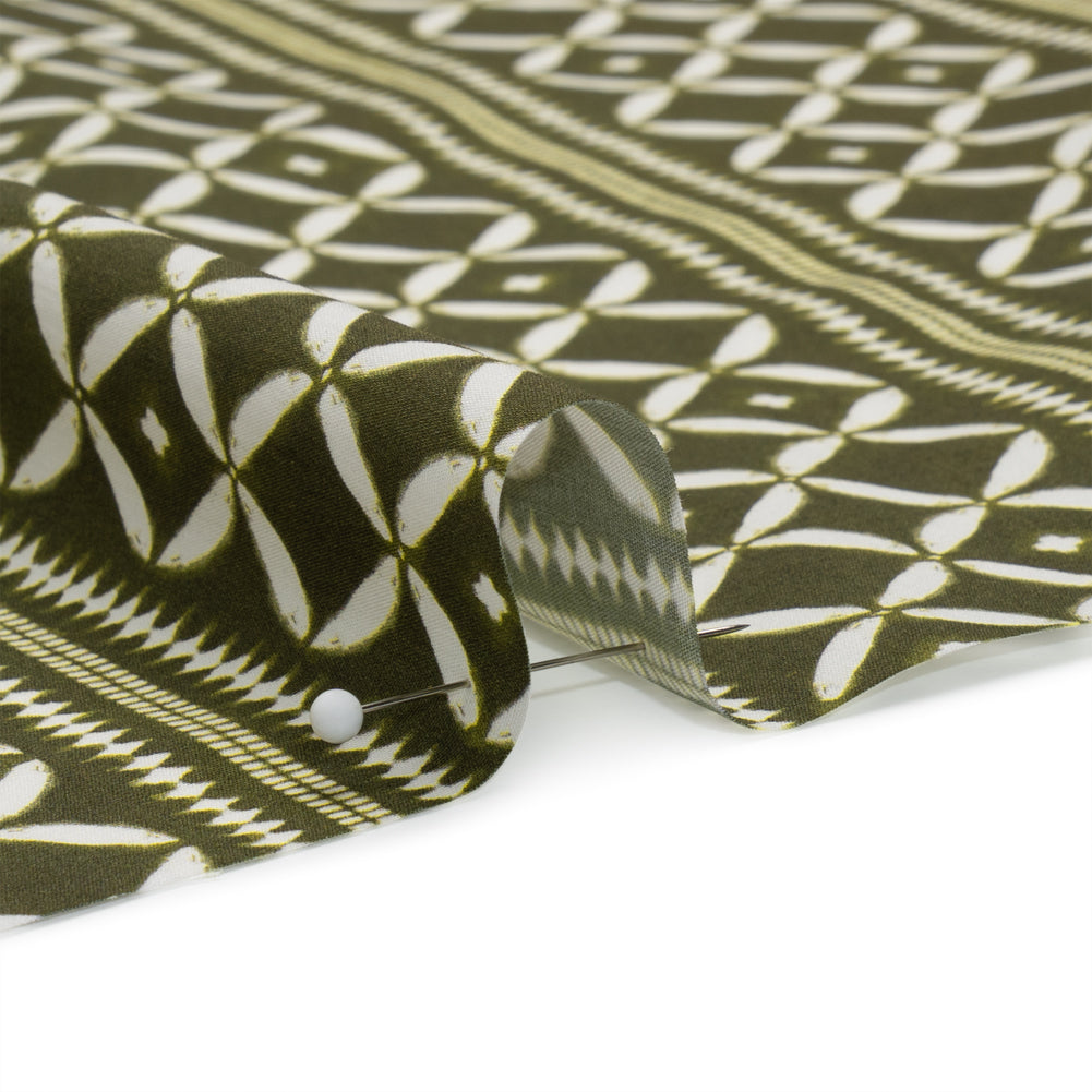Cotton Poplin Print - Green Diamonds and Stripes - Mood Exclusive Back to Back Detail