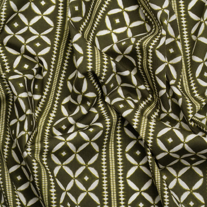 Cotton Poplin Print - Green Diamonds and Stripes - Mood Exclusive Back to Back