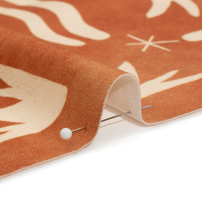 Stretch Cotton Twill Panel - Orange Desert Symbols - Mood Exclusive Follow Your Arrow Detail