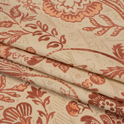 Stretch Cotton Twill Print - Beige and Orange Floral - Mood Exclusive Aromatic Aria Folded