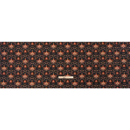 Stretch Cotton Twill - Black and Orange Floral - Watching the Fire Print - Mood Exclusive Rockland Collection Full