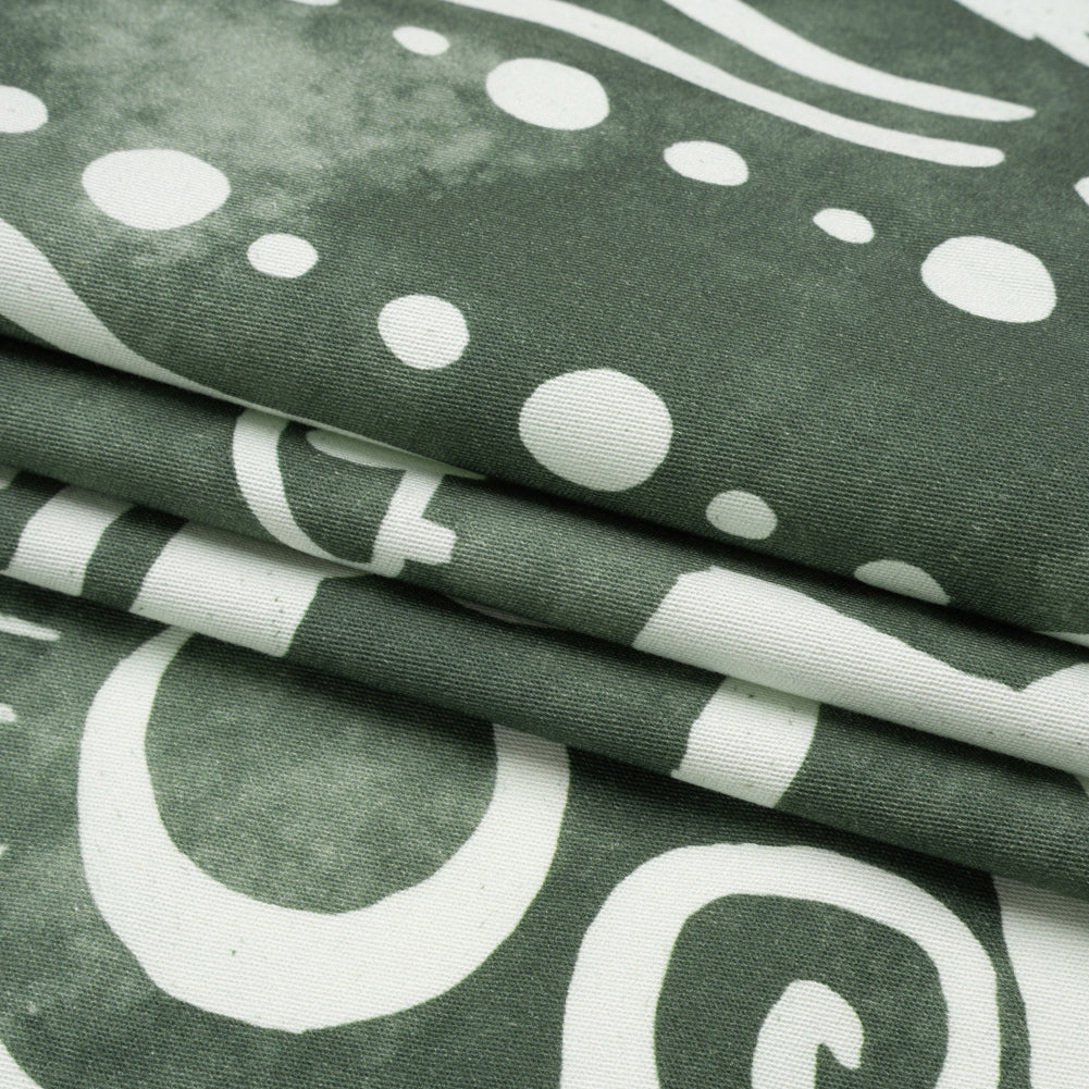 Stretch Cotton Twill Panel - Green Desert Symbols - Mood Exclusive Follow Your Arrow Folded