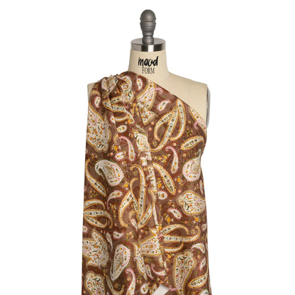 Stretch Cotton Twill Print - Rust Red and Brown Paisley - Mood Exclusive Paisley Garden Drape