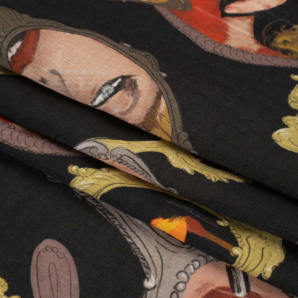Slubbed Viscose Woven Print - Small Mirrors and Flames - Mood Exclusive Damsel in This Dress Folded
