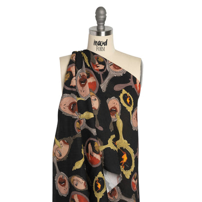 Slubbed Viscose Woven Print - Small Mirrors and Flames - Mood Exclusive Damsel in This Dress Drape