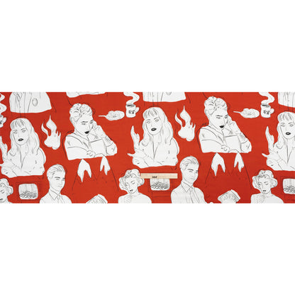 Slubbed Viscose Woven Print - Red, Black and White Portraits - Mood Exclusive Morning Mysteries Full