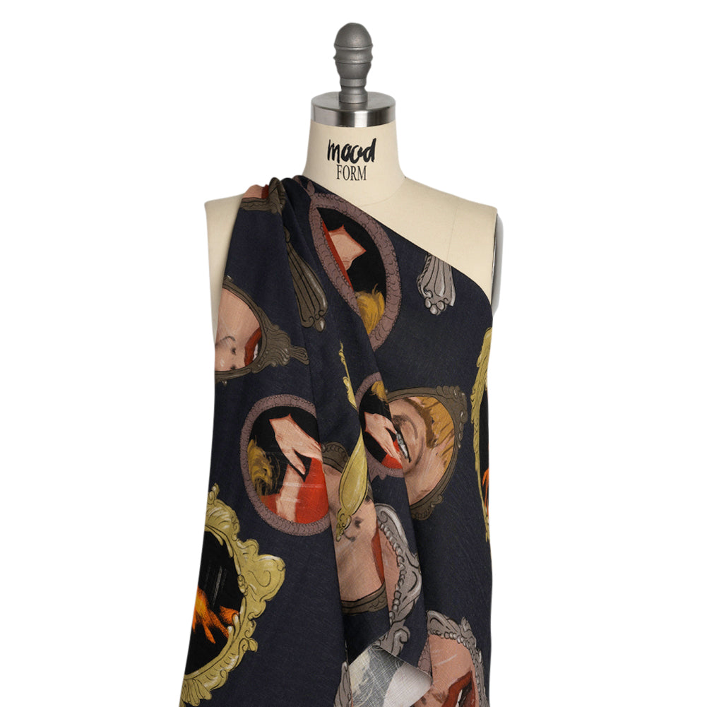 Slubbed Viscose Woven Print - Large Mirrors and Flames - Mood Exclusive Damsel in This Dress Drape