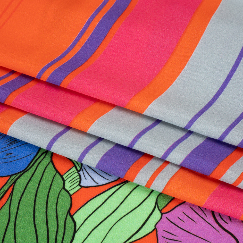 Mood Exclusive Red Lines and Lilies Rayon Challis Full