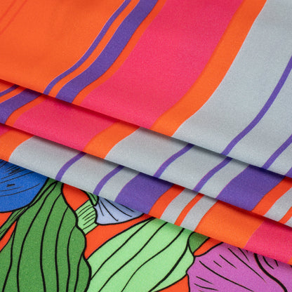 Mood Exclusive Red Lines and Lilies Rayon Challis Full