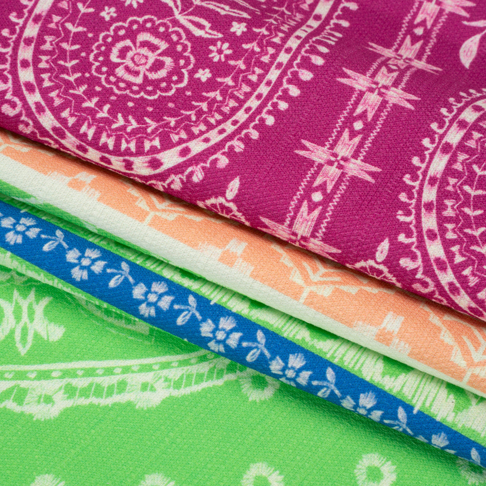 Mood Exclusive Lime Paisley Park Stretch Cotton Woven Folded
