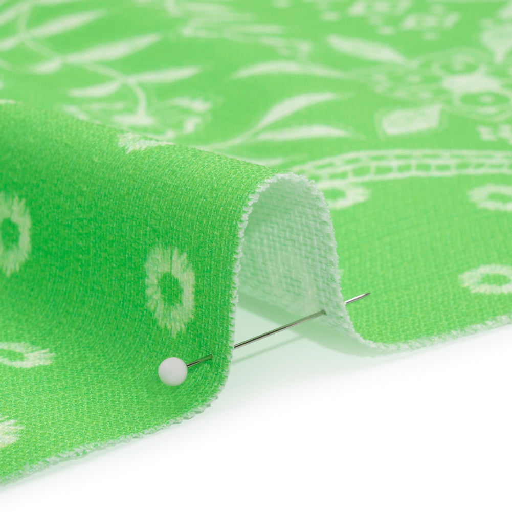 Mood Exclusive Lime Paisley Park Stretch Cotton Woven Detail