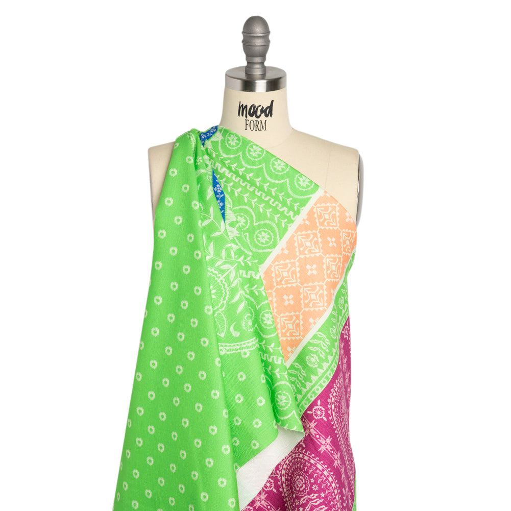 Mood Exclusive Lime Paisley Park Stretch Cotton Woven Drape