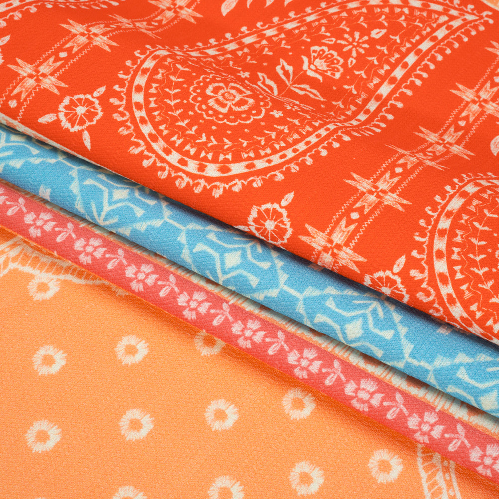 Mood Exclusive Orange Paisley Park Stretch Cotton Woven Folded