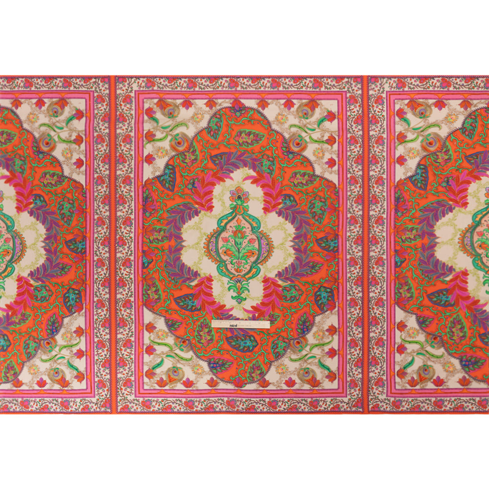 Viscose Crepe Panel - Red, Pink and Orange Fancy Leaves - Mood Exclusive Peacock Gardens Drape
