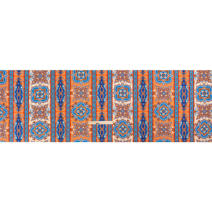 Viscose Crepe Print - Blue and Orange Floral Medallion Stripes - Mood Exclusive Happy Hayday Drape