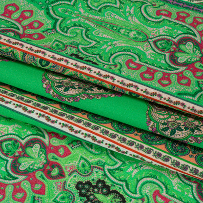 Viscose Crepe Panel - Green and Pink Decorative Stripes - Mood Exclusive Desert Dance Full