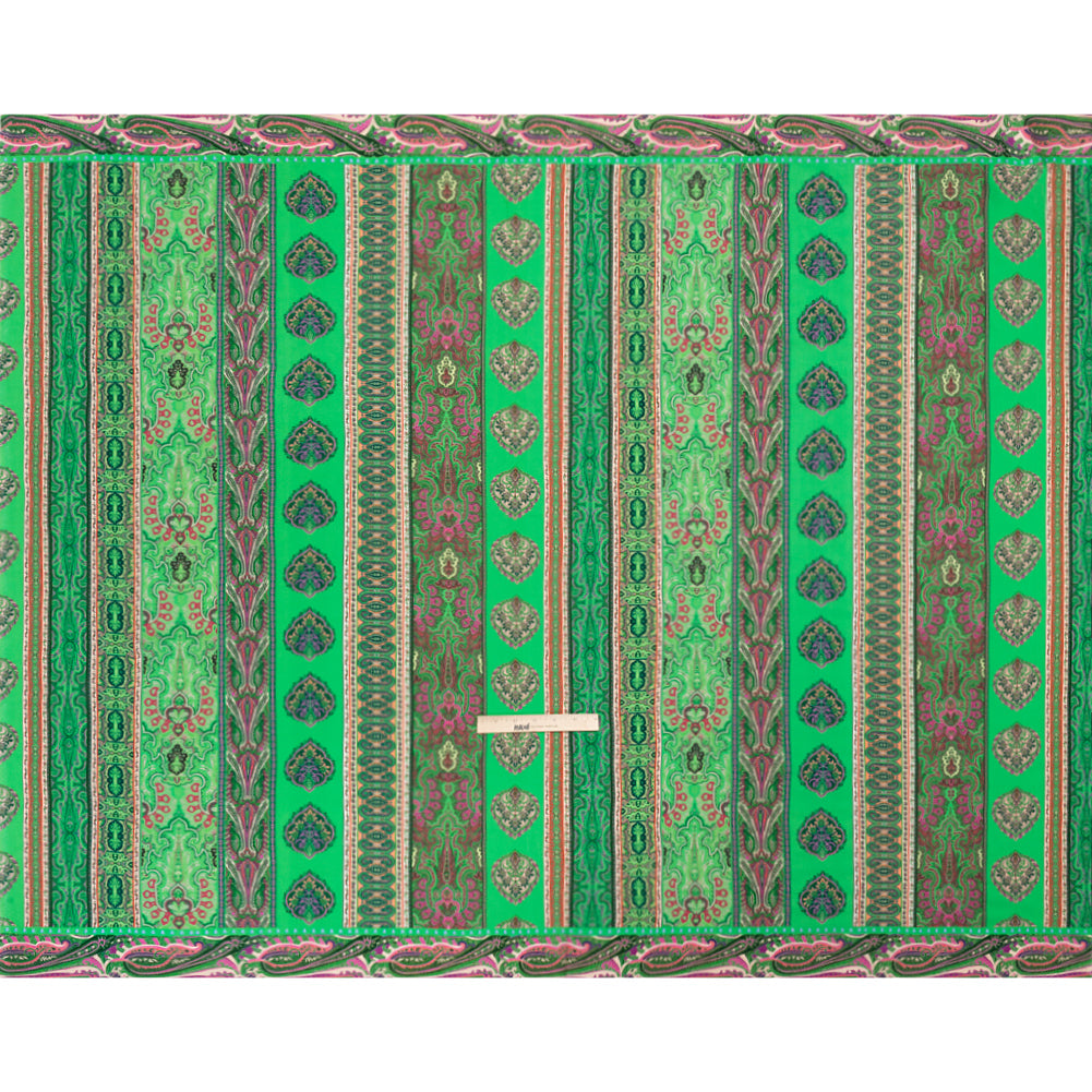 Viscose Crepe Panel - Green and Pink Decorative Stripes - Mood Exclusive Desert Dance Drape
