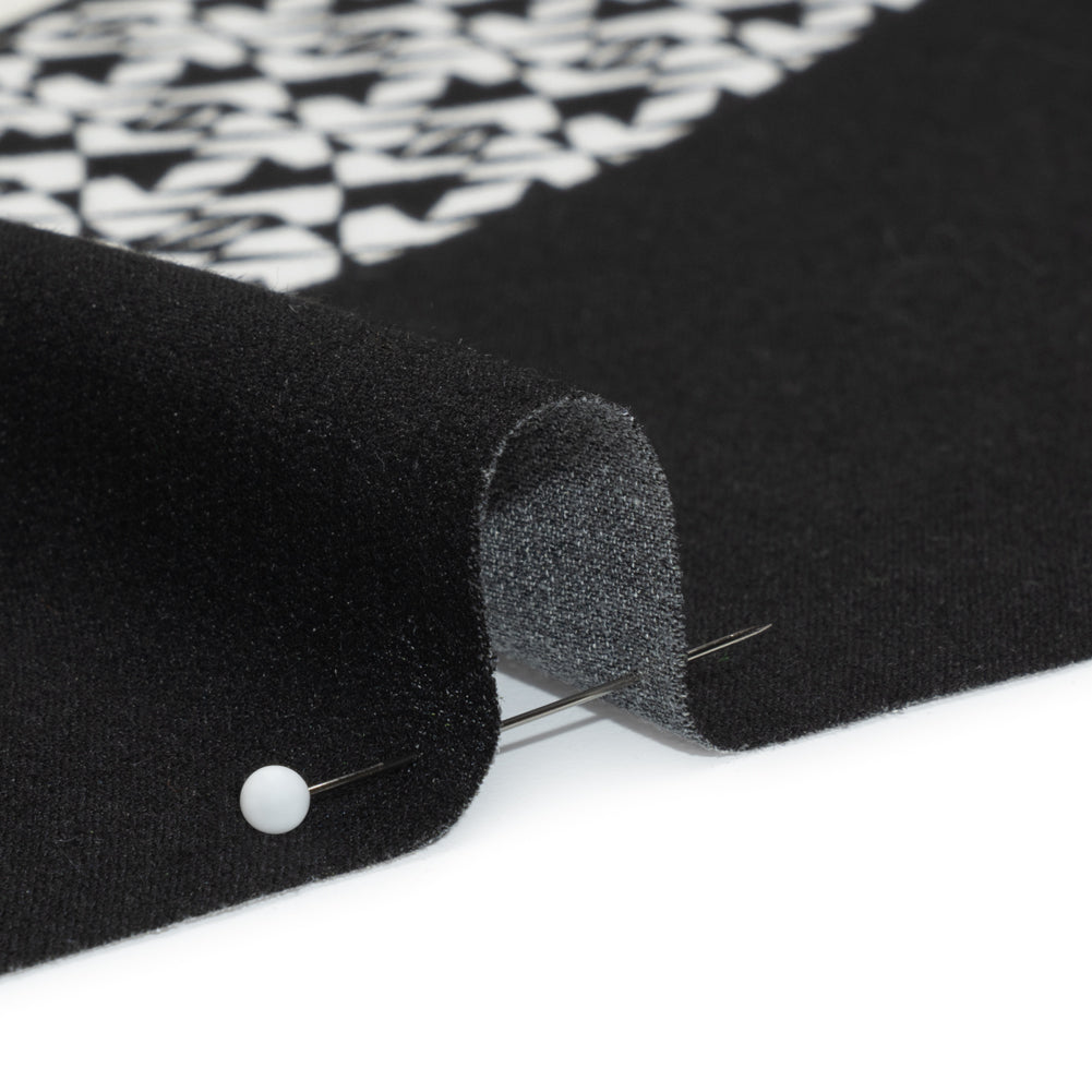 Viscose Crepe Print - Black, White and Blue Palm Tree Circles - Mood Exclusive Picturesque Porthole Folded