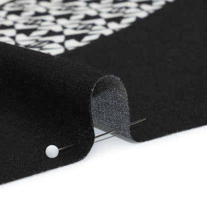 Viscose Crepe Print - Black, White and Blue Palm Tree Circles - Mood Exclusive Picturesque Porthole Folded