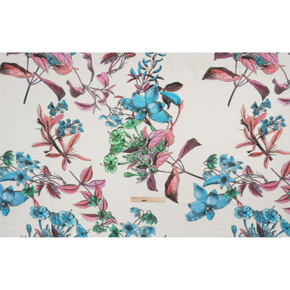 Viscose Crepe Print - Pink, Blue and Green Floral - Mood Exclusive Painted Petals Drape