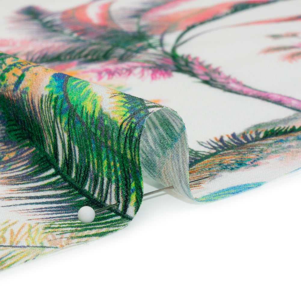 Viscose Crepe Print - Green, Pink and White Palm Trees - Mood Exclusive Shore Thing Folded