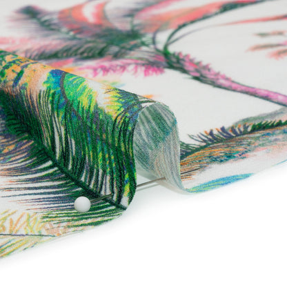 Viscose Crepe Print - Green, Pink and White Palm Trees - Mood Exclusive Shore Thing Folded