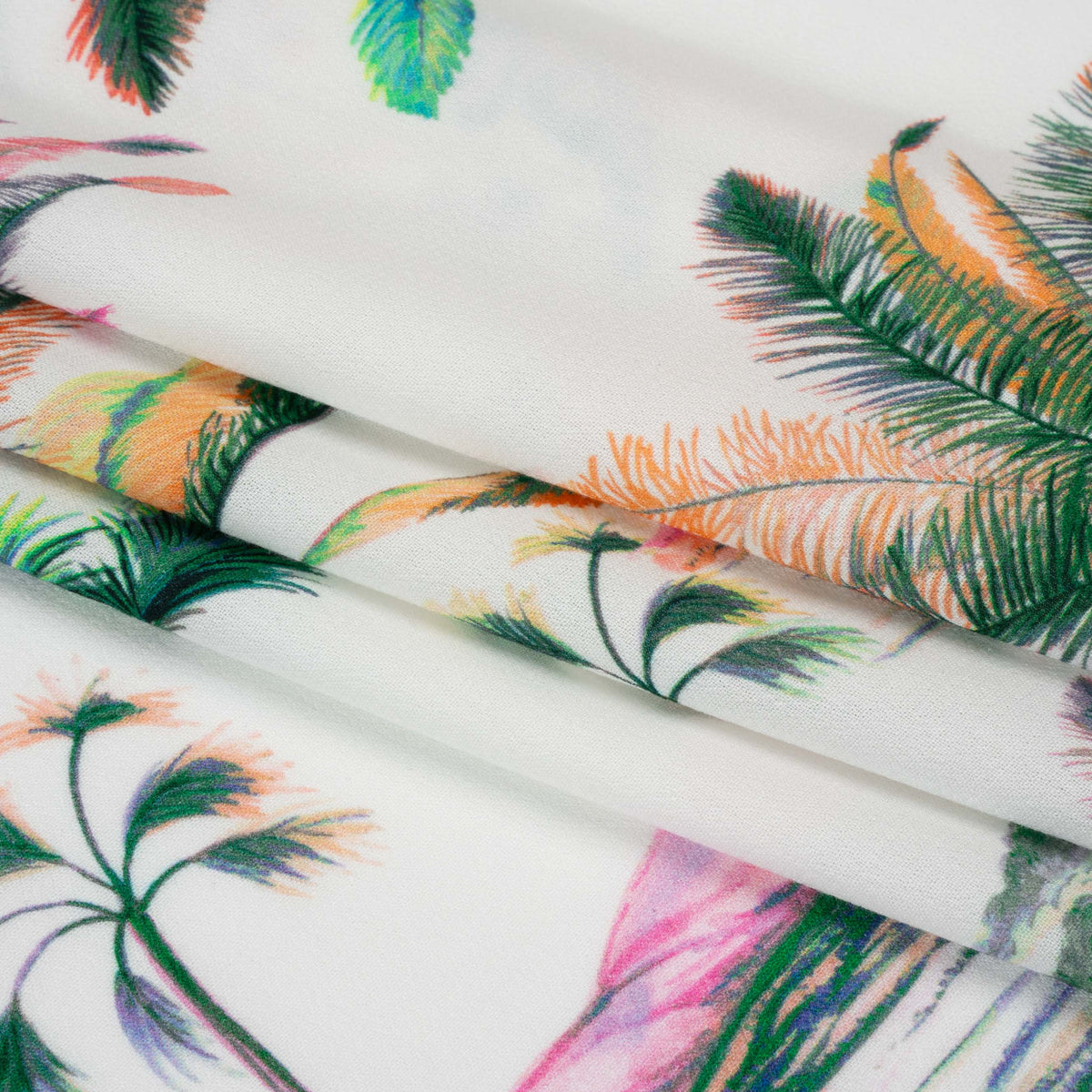 Viscose Crepe Print - Green, Pink and White Palm Trees - Mood Exclusive Shore Thing Full