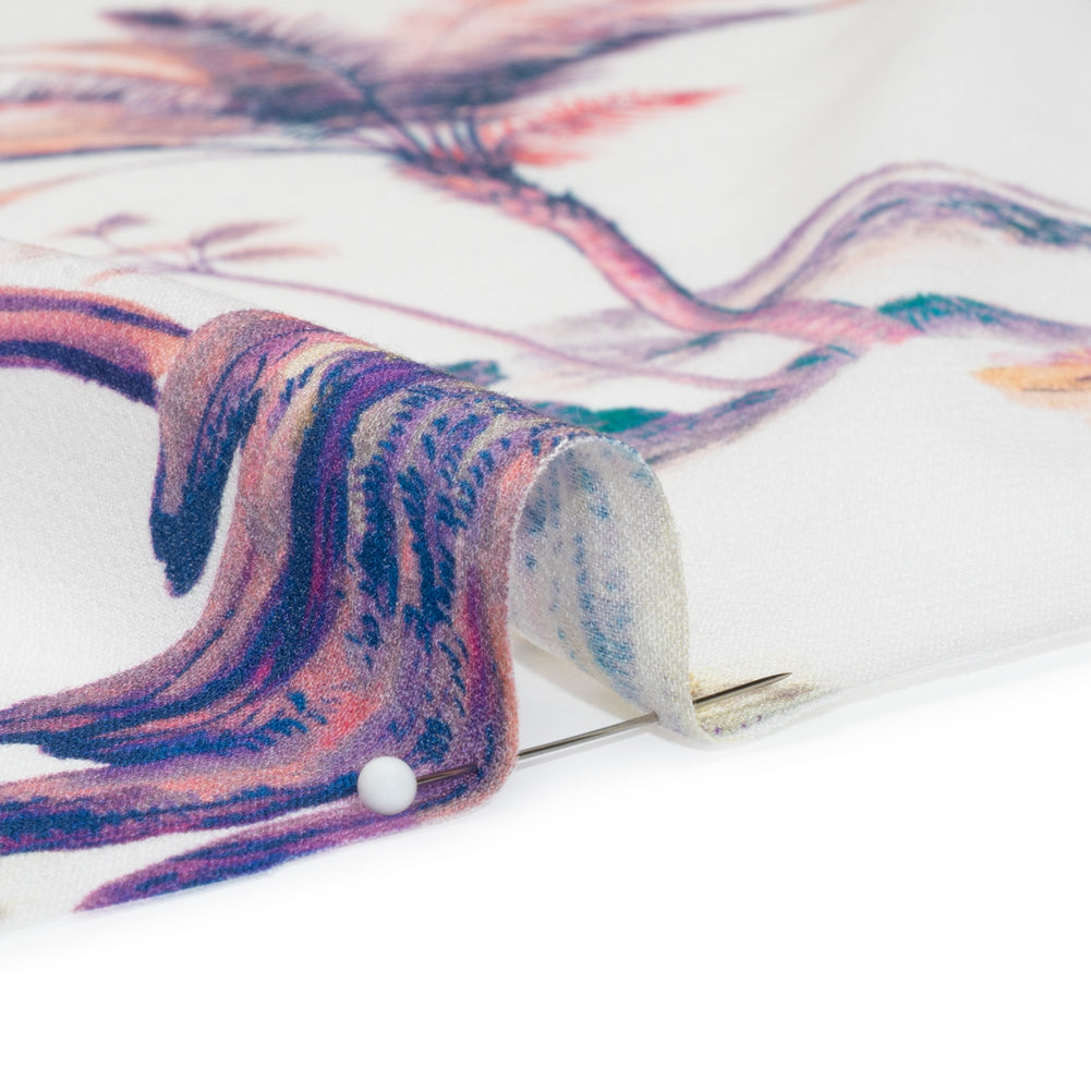 Viscose Crepe Print - Purple, Pink and White Palm Trees - Mood Exclusive Shore Thing Folded