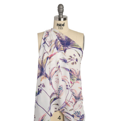 Viscose Crepe Print - Purple, Pink and White Palm Trees - Mood Exclusive Shore Thing Detail