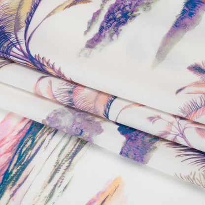 Viscose Crepe Print - Purple, Pink and White Palm Trees - Mood Exclusive Shore Thing Full