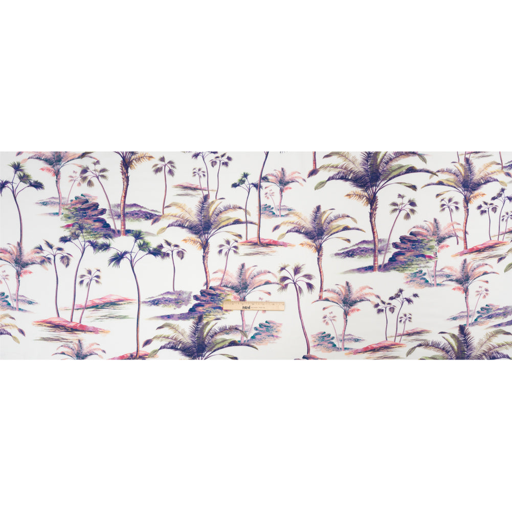 Viscose Crepe Print - Purple, Pink and White Palm Trees - Mood Exclusive Shore Thing Drape