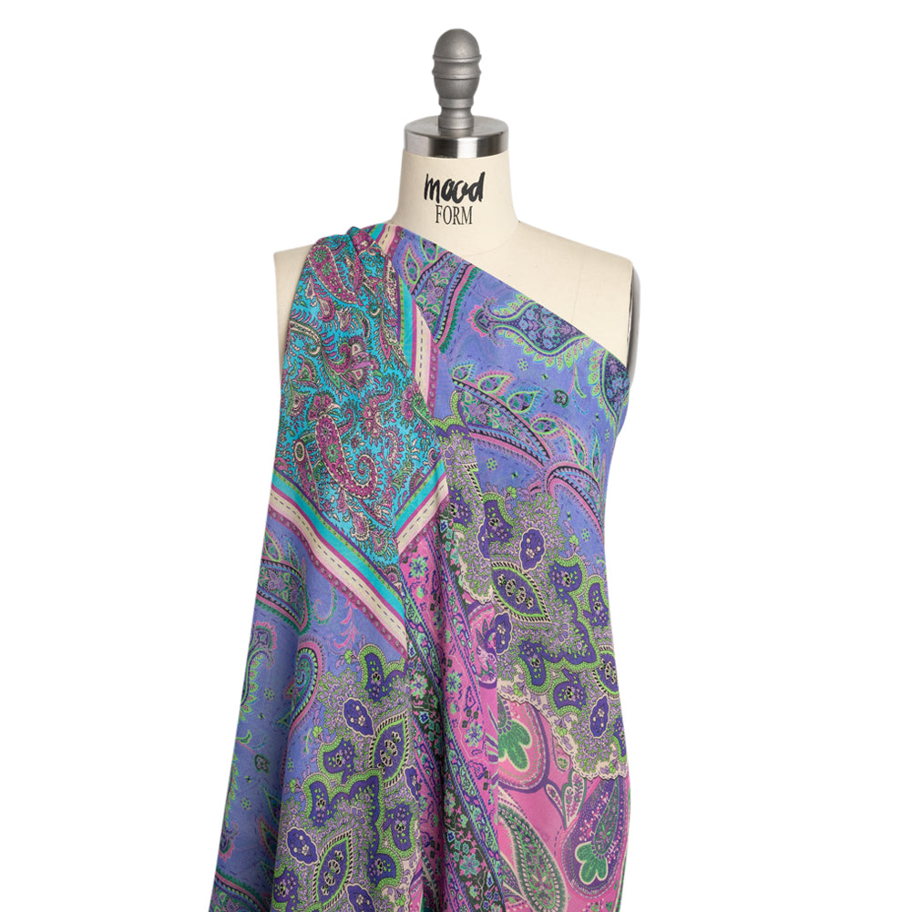 Mood Exclusive Purple Petals and Paisleys Viscose Georgette Detail