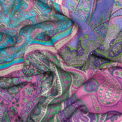 Mood Exclusive Purple Petals and Paisleys Viscose Georgette