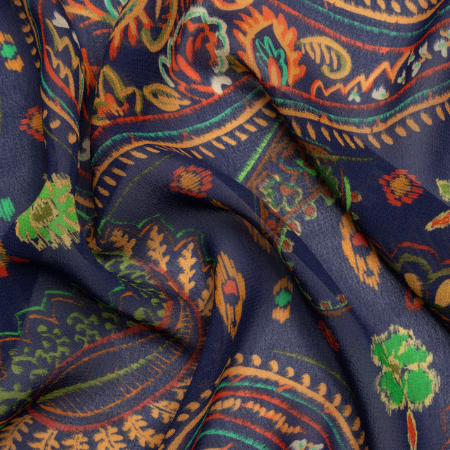 Mood Exclusive Navy Attraction of Pattern Viscose Georgette