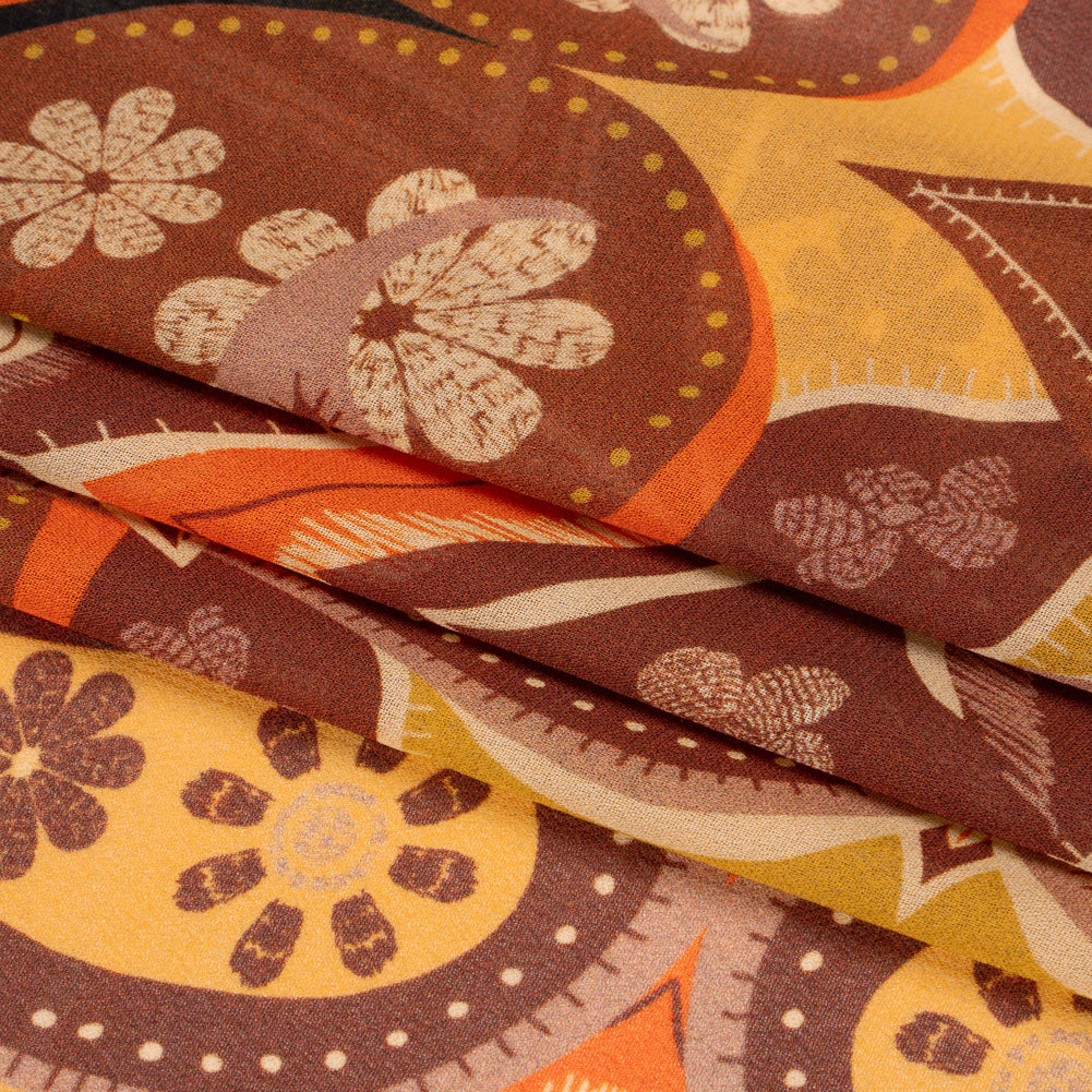 Mood Exclusive Brown Floralscape Viscose Georgette Folded