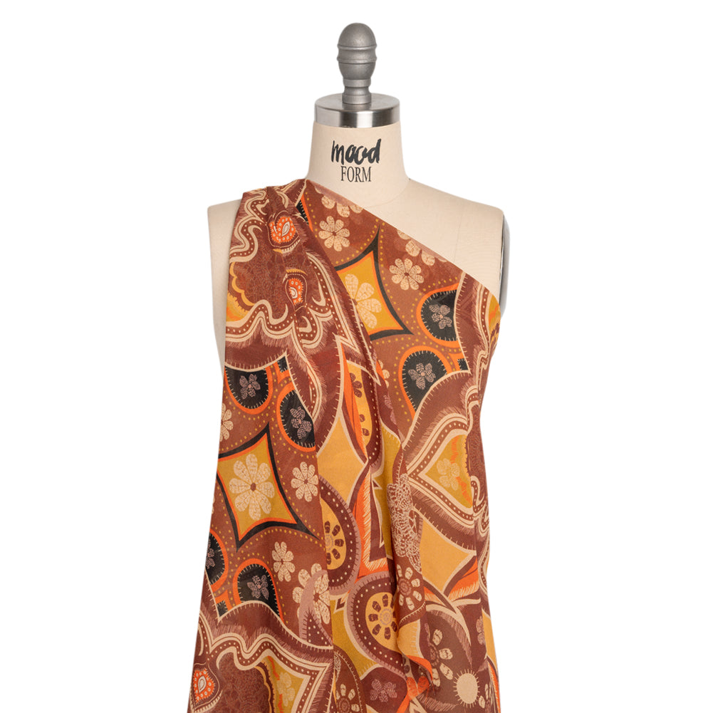 Mood Exclusive Brown Floralscape Viscose Georgette Drape