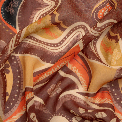 Mood Exclusive Brown Floralscape Viscose Georgette