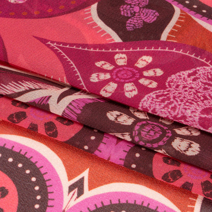 Mood Exclusive Fuchsia Floralscape Viscose Georgette Folded