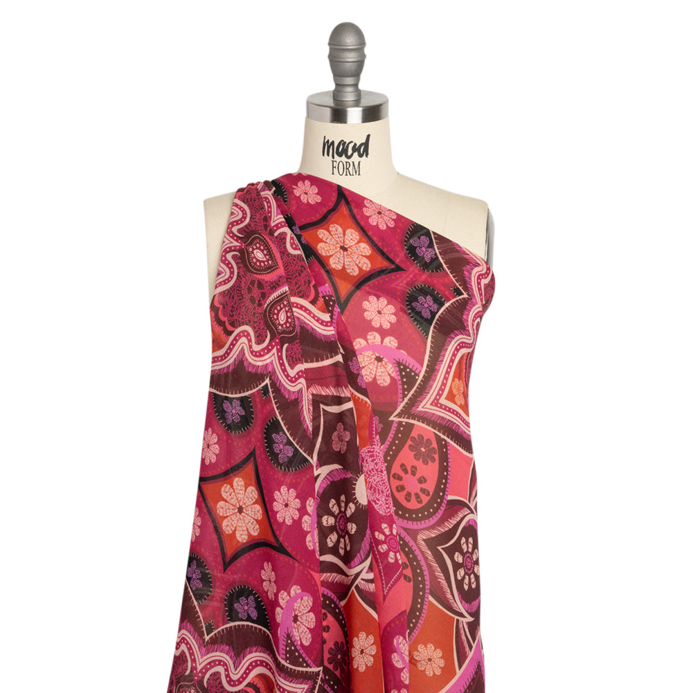 Mood Exclusive Fuchsia Floralscape Viscose Georgette Drape