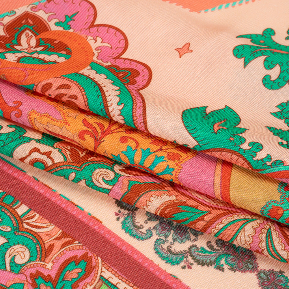 Viscose and Linen Twill Panel - Berry Pink Ornate Stripes - Mood Exclusive Freedom to Flow Full