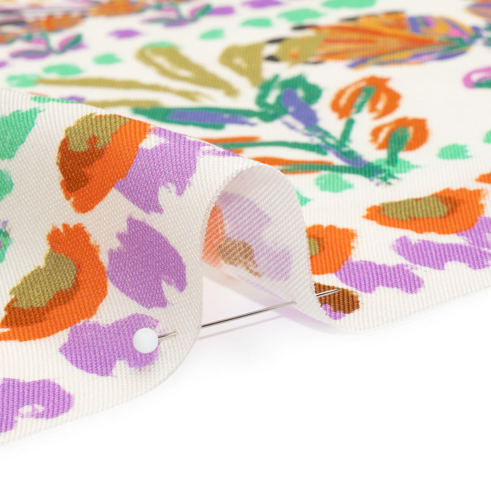 Viscose and Linen Twill Panel - White and Rainbow Paisley and Floral - Mood Exclusive Realized Wonders Folded