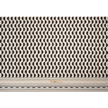 Viscose and Linen Woven Panel Print - Black and White Split Circles - Mood Exclusive Circle Back Full