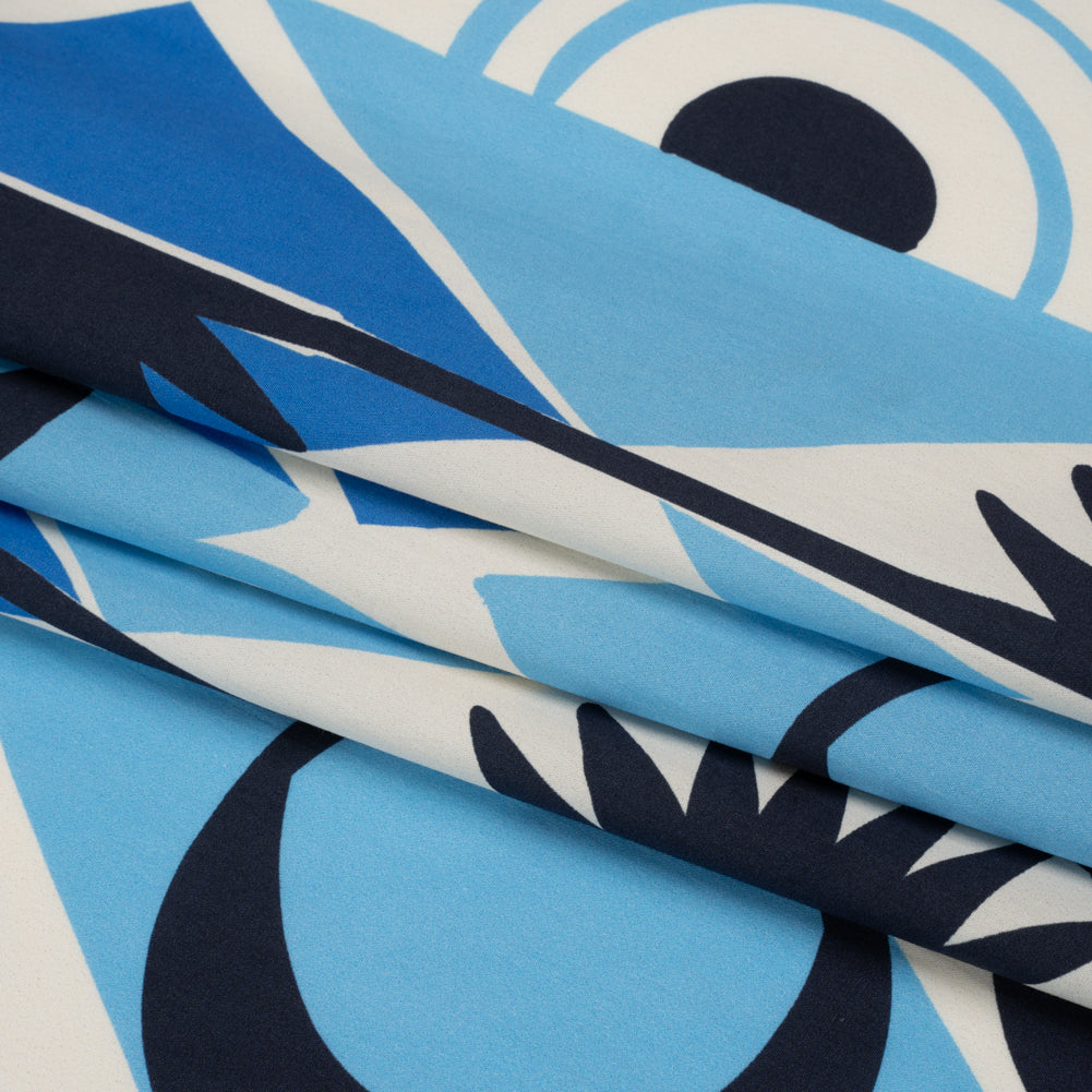 Cotton Poplin Print - Blue Geometric Suns and Circles - Mood Exclusive Twinkle Twinkle Full