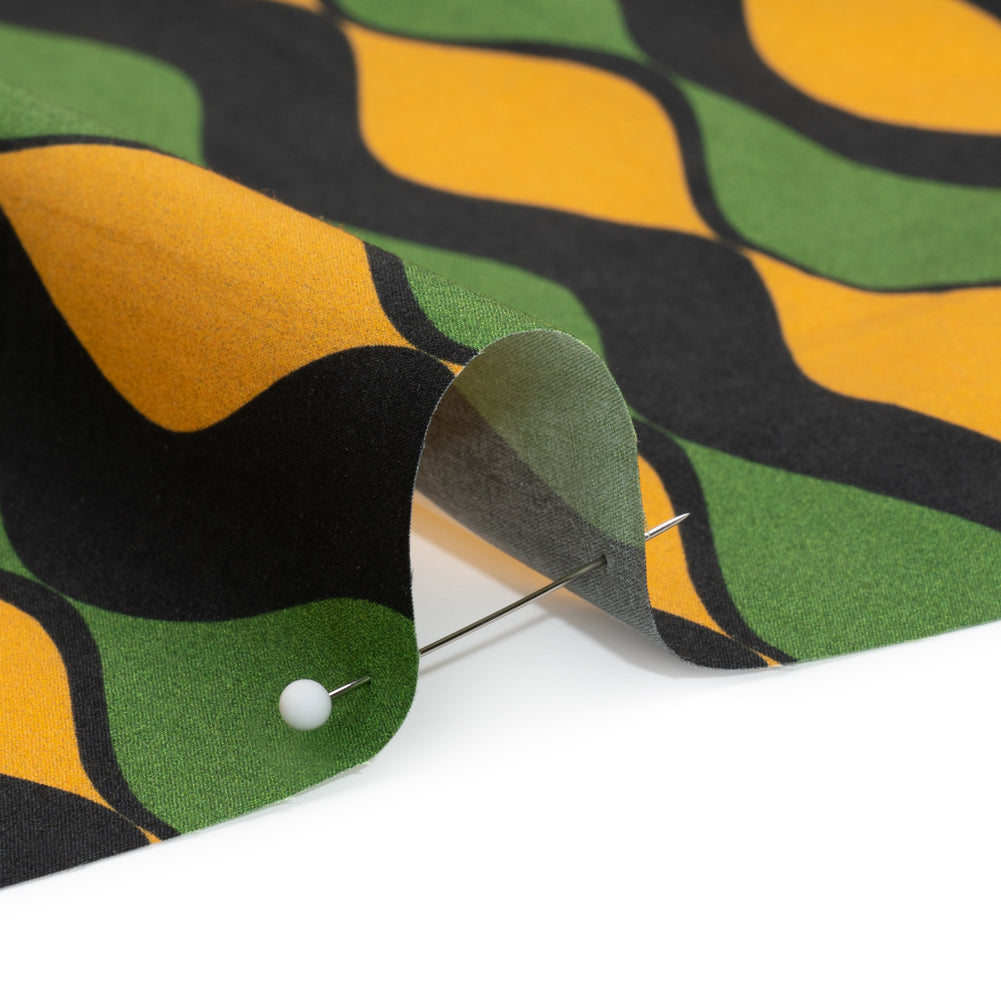 Cotton Poplin Print - Green and Gold Waves - Mood Exclusive Mayfield Falls Detail