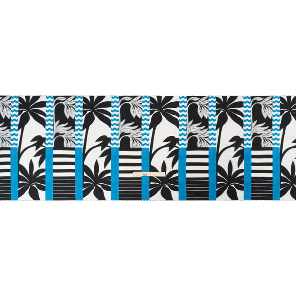 Cotton Poplin Panel - Blue Palm Tree Stripes - Mood Exclusive Bahama Shutter Full